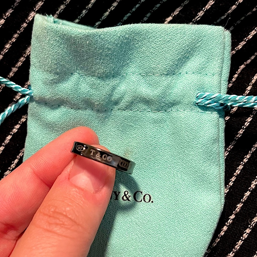 Tiffany & co 1837 black titanium ring size 7